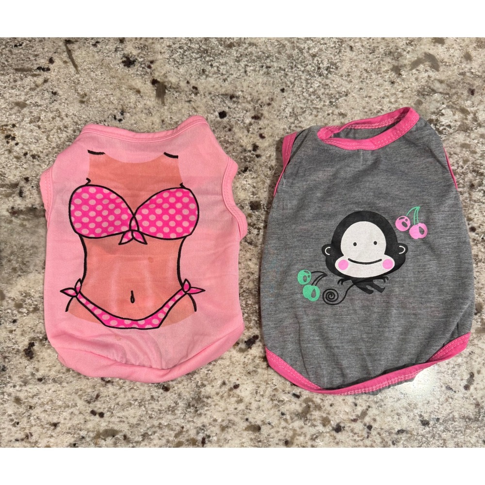 Pet Dog Cat Clothes Summer Bikini  & Monkey Print Tank Top Shirt  Size S